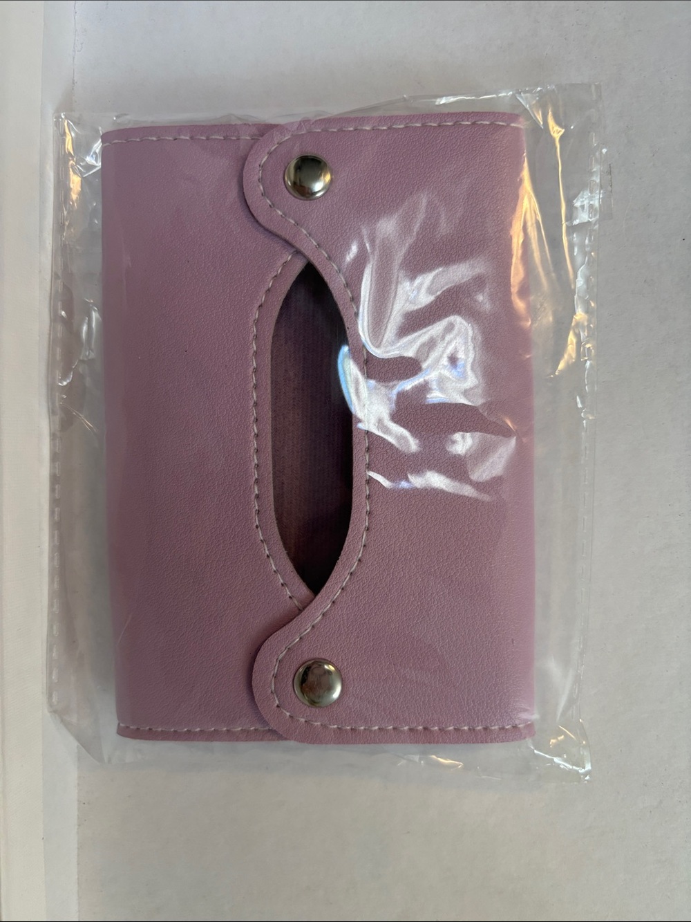 Faux Leatherette Tissue Holder - Light Pinkish Purple